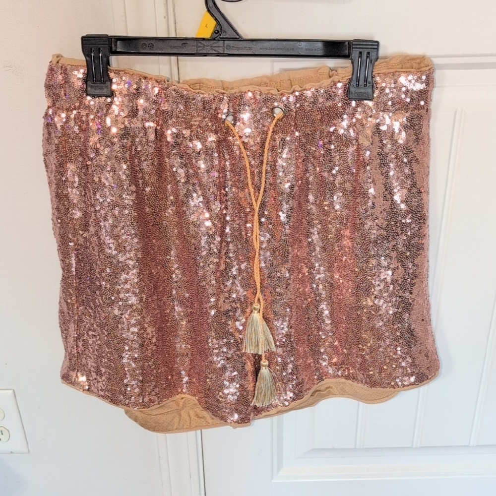 Glamorous Sequin Mini Shorts in Rose Gold